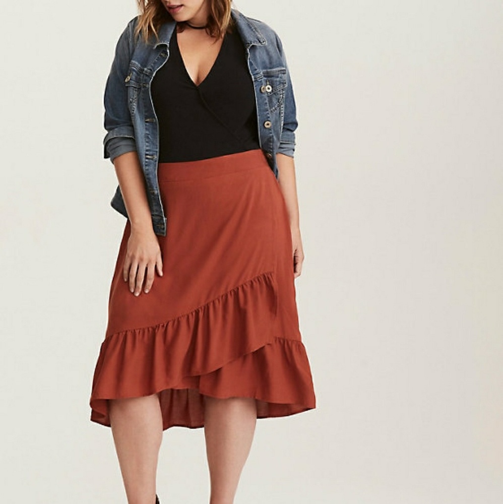 Torrid Rust Ruffled Skirt